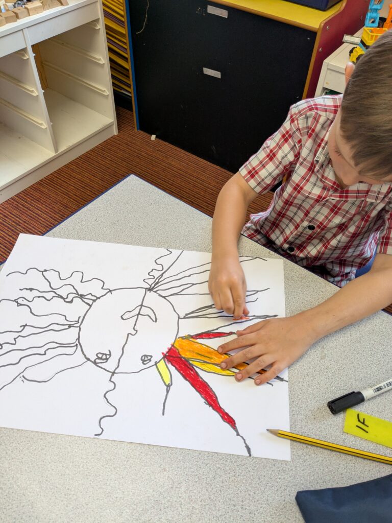 A burst of colour in sun inspired art!, Copthill School