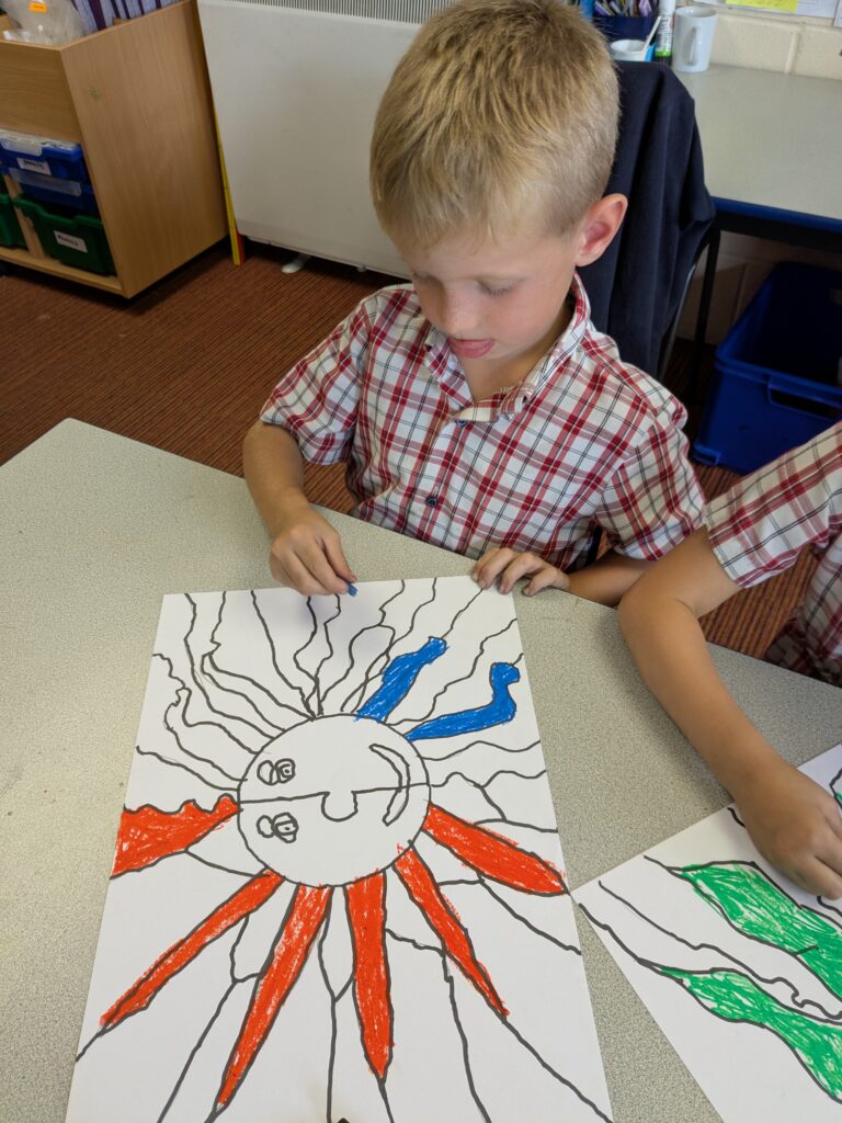 A burst of colour in sun inspired art!, Copthill School